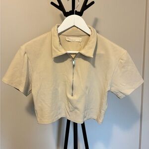 OAK Refined Cropped Zip | S | Cream Beige